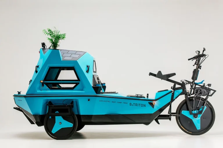 ボートに変身する電動アシストキャンピング自転車「BeTRITON」