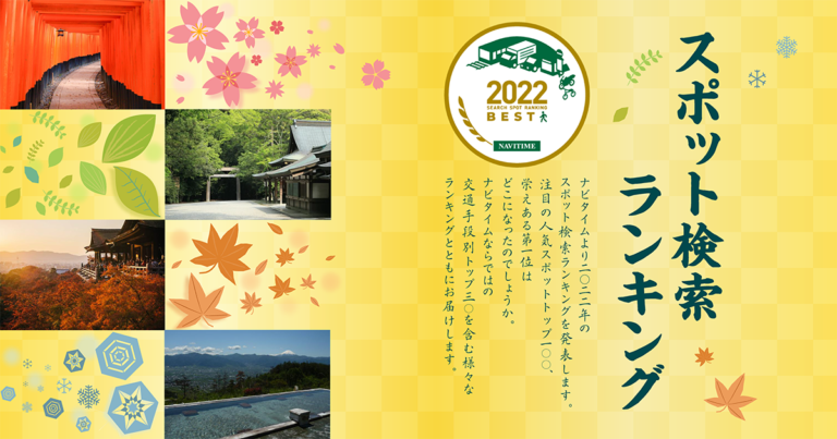 ナビタイム「2022ナビタイム　スポット検索ランキング」を発表　自動車や自転車、徒歩でのスポットランキングを公開